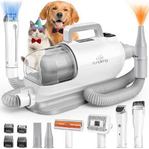 3 in 1 Dog Grooming Kit & Pet Hair Vacuum & Dryer Pet Dog Grooming Vacuum 99% Pet Hair Suction Dog Clippers for Grooming Shedding 7 Pet Grooming Tools Dog Hair Vacuum for Dog Cat Pet Supplies