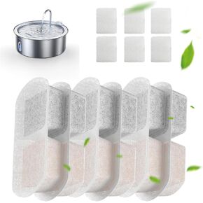 6 Pack Dog Water Fountain Filter & 6 Pack Pump Filter Sponges Replacement, Pet Water Fountain Filter for 1.8Gal/7L/230 fl oz Cat Water Fountain (FN-W14)