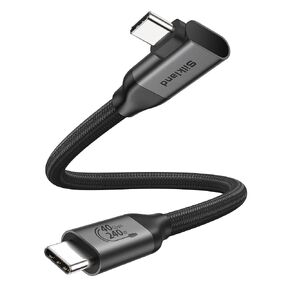 Silkland USB 4 Cable Right Angle 90 Degree for Thunderbolt 4 Cable 3.3FT, 40Gbps Data Transfer, 8K/5K/4K@60Hz Monitor Cable, 240W Fast Charging Compatible for MacBook, iPhone 16, iPad, Docking, SSD