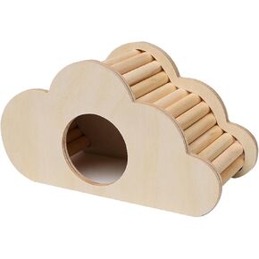 Hamster Wood House Hideout Toys Tiny Gerbils Small Animal Habitat Decoration DIY Cage Dwarf Hamsters Cage Decor Exercise Toys, Cloud Shaped