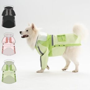 Dog Raincoat,Waterproof Dog Winter Rain Jacket with Leash Hole, Pet Poncho Reflective Strip for Medium Large Dogs(Red,XX-Large)