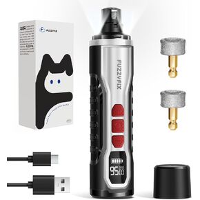 Dog Nail Grinder, Quiet Dog Nail Clippers with LED Light for Large Dogs, USB Rechargeable Electric Dog Nail Trimmer 5-Speed Paws Grooming & Smoothing for Large Medium Small Dogs Cats Pet
