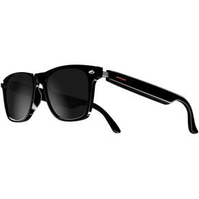 E13 Bluetooth Audio Smart Glasses for Men Women, Smart Sunglasses with Speakers and Mics Open Ear Music Hands-Free Calling, Easy Automatic Pairing, Remote Photo Taking,Voice Assistant (Black)