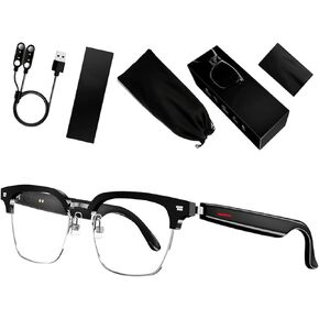 Smart Glasses Listenable Songs, Wireless Headphone Sunglasses，Shades for Women & Men, 3in1 Smart Sunglasses that Play Music (Half Frame Clear Lens)