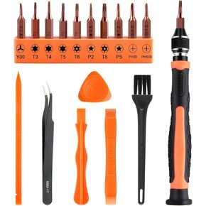 ASTARON 17 in 1 Screwdriver Set for MacBook, Repair Tool Kit with T3 T4 T5 T6 T8 P2 P5 PH000 Ph00 Y00 Magnetic Torx Bit & Opening Tool for Laptop, Macbook Air and Pro, Xbox, PS4