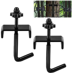 2pack Metal J Hook Climbing Stick Attachment Portable Hunting Climbing Steps Hooks Rustproof Hook Climbing Stick Carrying System Versatile Tree Steps Transport Hooks for Treestand Climbing Steps