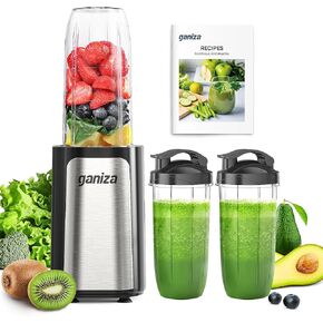 Ganiza Smoothie Blenders, 14Pcs Personal Blender for Shakes and Smoothies for Kitchen with 3 Portable Blender Cups (1x24oz & 2X17oz), Single Serve Smoothies Maker for Juices, Nutritious Recipe