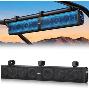34 Inch UTV Sound Bar, ATV SoundBar Bluetooth with RGB Lighting, IP66 Waterproof Golf Cart Sound Bar, Amplified Powersports SXS Sound Bar, UTV Speakers Compatible with Polaris RZR Can-Am