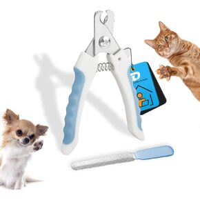 Cat & Dog Nail Clippers with Safety Guard 2Pcs, Professional Pet Nail Clippers for Cats, Kitten Nail Clipper, Cat Claw Clippers,Sharp and Safe,Cat Claw Trimmer Includes Nail File Blue