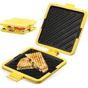 Microwave Toastie Maker, Microwave Sandwich Maker, Microwavable Toastie Maker, Quick Cooking and Easy Cleaning, No Electricity, Wireless (yellow)
