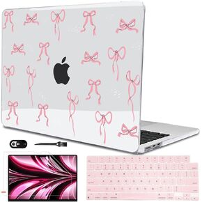 Compatible with MacBook Air 13.6 inch Case M3 2024 A3113 2022 A2681 M2 Chip, Crystal Pattern Plastic Hard Case Screen Film Keyboard Cover for Mac Air 13.6 M3 Touch ID, Tropical Blue Flowers