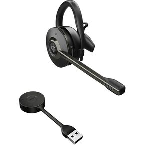 Jabra Engage 55 SE (Second Edition) Convertible Wireless Headset w/Charging Stand and Link 400 USB-A DECT Adapter – Works with All UC Platforms Like Google Meet & Zoom, Black