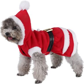 فستان Mogoko Dog Cat لعيد الميلاد المجيد سانتا كلوز، ملابس صوف للجرو والحيوانات الأليفة ملابس دافئة لعيد الميلاد الشتوي (مقاس L)