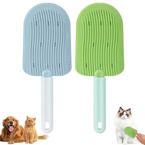 Cat Tongue Comb, 2024 New Cat Grooming Brush for Indoor Cats Shedding Cat Brush for Long Haired Cats, Cute Cartoon Ice Cream Cat Fur Remover Comb for Cats Grooming (Blue+Green)