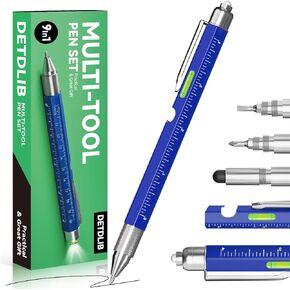 Stocking Stuffers for Men, 9 in 1 Multitool Pen with LED Light, Mens Gifts for Christmas, Cool Gadget Gifts for Women,Christmas Gifts for Men,Black