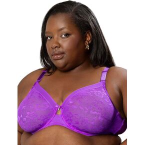 Curvy Couture Women's Plus Size No Show Lace Unlined Underwire Bra