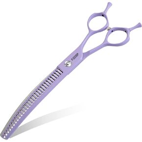Curved Chunkers Dog Grooming Scissors 7" Macarone Series Professional Pet Grooming Shears for Dogs Pets Japan 440C Stainless Steel Sharp & Durable(Purple, 27Teeth Curved Thinners)