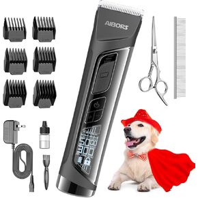 Dog Grooming Kit 5-Speed Dog Clippers for Grooming Kit for Dogs at Home LCD Display Pet Grooming Kit,Cordless Dog Hair Clippers,Electric Dog Trimmer for Grooming,Professional Dog Shears Silver