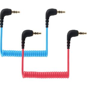 for DJI Mic 2 Camera Audio Cable 3.5mm TRS, for DJI Mic 1 & Rode Wireless GO II, Pro, ME Mircophone Coiled Dual 3.5mm TRS Patch Adapter Cable Audio Cord to Cam