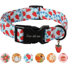 Unique Style Paws Christmas Dog Collar, Pink Dog Collar with Christmas Candy Canes Pattern, Lightweight & Adjustable Pet Collar with Plastic Buckle for Small, Medium, Large Boy Girl Dogs