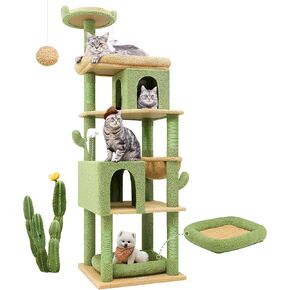 S72 Heavy Duty Cactus Cat Tree for Large Cats, Sturdy 72in Maine Coon Cat Tree for Large Cats 20 lbs+ Cactus Cat Tower for Adult Biggest Cats with 6 Scratching Posts, Hammock