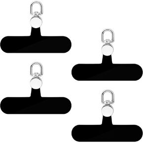 4pcs Cell Phone Tether Tab, 360° Rotatable Tags TPU Glossy Phone Lanyard Pad Patch Compatible with iPhone & Other Cell Phone