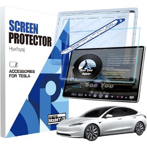 Tesla Model Y/3 Screen Protector,2024 Upgrade 9H MatteTempered Glass Screen Protector for Model Y(2024-2020) Model 3(2023-2017)- with Alignment Kit,Easy-Install/Anti glare/Anti Fingerprint