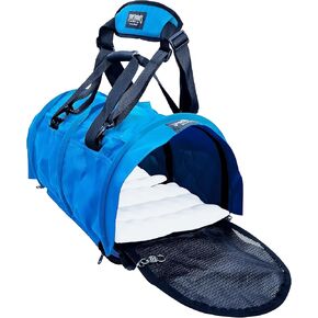 Divided SturdiBag Large Pet Carrier: Compartment for 2 Pets, Flexible Height for Cat and Dog Soft Sided with Safety Clips and Seatbelt Straps | Blue Jay, 18" x 12" x 12" (PN: SB2D-PRO-BJ)
