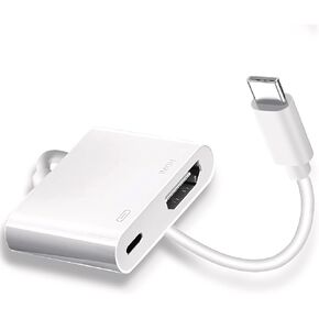 USB C to HDMI to iPhone 15 HDMI adapter to TV, 4K@60Hz USB C to HDMI Adapter with Charging Port, iPhone to HDMI to USB C Adapter Compatible for iPhone 16/15 Series/iPad Pro/Galaxy to HDTV Projector