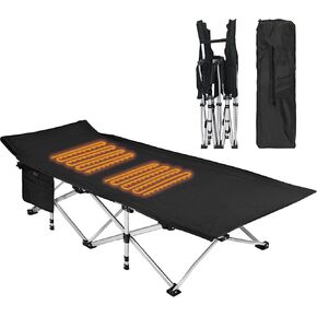BDL Camping Cot Heated Camping Folding Cot for Adults with Carry Bag Heavy Duty Outdoor Camping Bed for Travel Camp