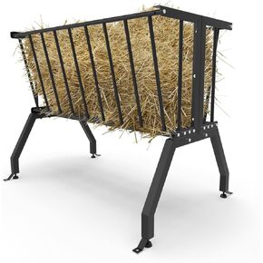 Hay Feeder Goat，55 Gallon Livestock Feeders, Pasture Feeder for Feeding Goats, Sheep and Ponies, for Farms, Sheep Sheds，Stable，Floor Model Hay Feeder for Goats，Black
