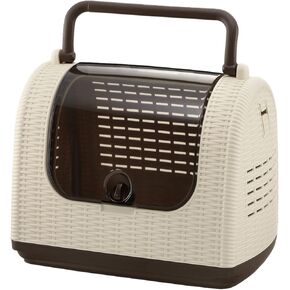 Richell Faux Wicker Pet Carrier, Travel Carrier for Small Dog and Cat with Clear Top Door