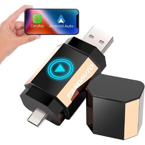 Wireless Carplay/Android Auto Adapter for iPhone&Android Phone,Convert Wired to Wireless Dongle Adapter, Mini Size with USB&Type-C 2.0, Stable Control & No Delay