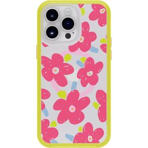 OtterBox iPhone 14 Pro Max Symmetry Series Clear Case - Papercut Flowers (Purple), Snaps to MagSafe, Ultra-Sleek, Raised Edges Protect Camera & Screen