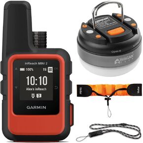 Garmin inReach Mini 2 Portable Satellite Communicator/GPS Navigator (Flame Red) Accessory | Official USA Partner Model | Bundle with LED Brite-Nite Dome Lantern Flashlight for Camping