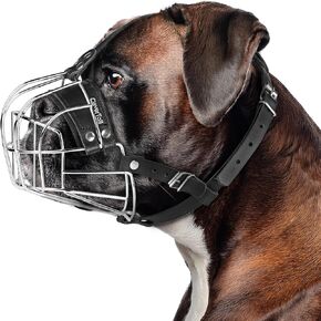 Metal Muzzle for Boxer Dog Breed – Bite Proof Boxer Muzzle for Medium and Large Sized Dogs – Steel Wire Basket Muzzle for Dogs English Bulldog, American Bulldog etc.