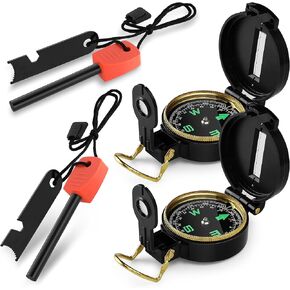 مجموعة بوصلة ومشعل نار من موسي أوك مكونة من 4 قطع - بوصلة توجيه ومعدات المشي لمسافات طويلة وحقائب الظهر مع مشعل نار النجاة مقاس 4 بوصات، مثالية للتخييم والمشي لمسافات طويلة والتنقل في الخرائط in Kuwait