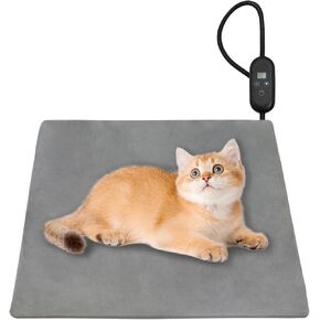 Cat Heating Pad with Timer, Pet Heating Pad 6 Adjustable Temperature Waterproof Dog Heated Pet Mat Indoor Electric Heated Cat Bed Washable Heated Pet Pad for Pets Cats Dogs with Chew Resistant Cord