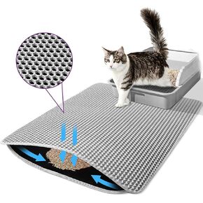 Cat Litter Mat Cat Litter Mat Trapping Mat, EVA Honeycomb Double Layer, Waterproof, Cat Litter Mats, Easier to Clean, Cat Litter Box Mat Scatter Control, Less Waste, Soft on Paws, Non-Slip