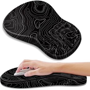 Ergonomic Mouse Pad with Wrist Rest Support, Mousepad with Comfortable Memory Foam Wrist Rest and Non-Slip PU Base for Pain Relief, Computer, Laptop, Office, Home (Black)