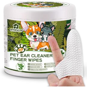 60 Pcs Cat & Dog Ear Wipes, Ear Wipes for Dogs, 60° Fit Design, Non-Slip. Wipes Away Ear Wax, Effectively Removes Odor, Relieves Itching and Soothes Skin, Natural Ingredients