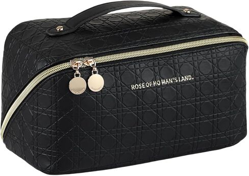 HMBMO Travel Makeup Bag Travel cosmetic bag Portable Makeup storage Bag Travel toiletry Bag Travel essentials Large capacity double zipper design stripe cosmetics case in Saudi Arabia
