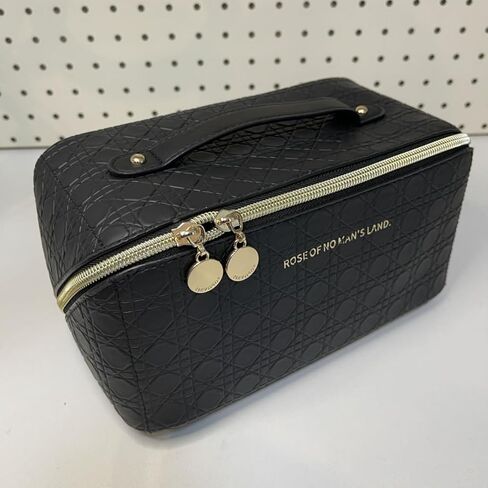 HMBMO Travel Makeup Bag Travel cosmetic bag Portable Makeup storage Bag Travel toiletry Bag Travel essentials Large capacity double zipper design stripe cosmetics case in Saudi Arabia