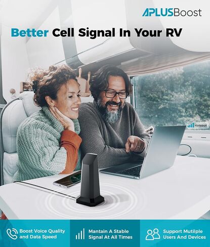 Cell Phone Booster for RV with Real Time Monitoring Data System, Upgraded Omni-Directional Antenna, RV Cell Phone Signal Booster Boost 5G 4G LTE Support All U.S. Carriers,FCC Approved in Saudi Arabia