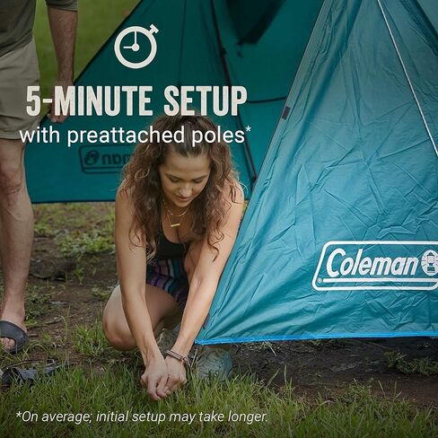 خيمة Coleman Skydome مع دهليز طقس كامل الطيران، خيمة مقاومة للطقس تتسع لـ 4/6 أشخاص يمكن تركيبها في 5 دقائق، تتضمن حقيبة حمل وغطاء مطر، مساحة رأس أكبر بنسبة 20% من الخيام التقليدية in Kuwait
