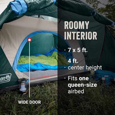 خيمة Coleman Skydome مع دهليز طقس كامل الطيران، خيمة مقاومة للطقس تتسع لـ 4/6 أشخاص يمكن تركيبها في 5 دقائق، تتضمن حقيبة حمل وغطاء مطر، مساحة رأس أكبر بنسبة 20% من الخيام التقليدية in Kuwait