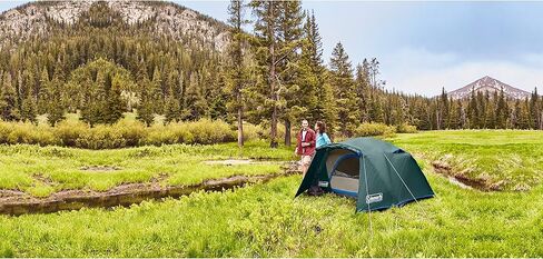 خيمة Coleman Skydome مع دهليز طقس كامل الطيران، خيمة مقاومة للطقس تتسع لـ 4/6 أشخاص يمكن تركيبها في 5 دقائق، تتضمن حقيبة حمل وغطاء مطر، مساحة رأس أكبر بنسبة 20% من الخيام التقليدية in Kuwait