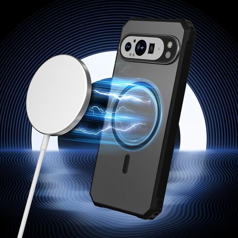 حافظات Miimall متوافقة مع الجراب المغناطيسي Pixel 9 Pro XL، [بنية TPU+PC مدمجة] [حماية من الدرجة العسكرية] حافظة متينة مقاومة للصدمات لجسم Pixel 9 Pro XL، أسود in Saudi Arabia