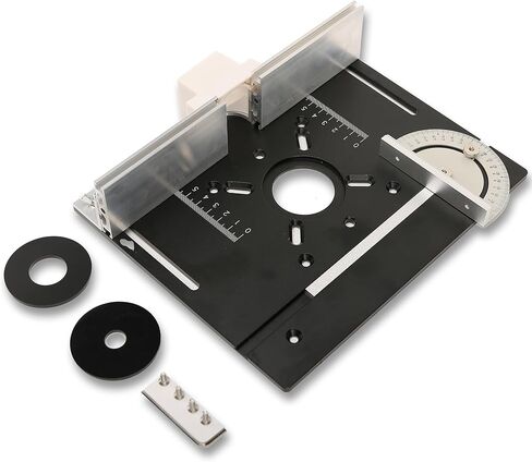 Aluminum Router Table Insert Plate | Router Flip Plate for Woodworking Benches| Miter Gauge Guide, Sliding Fence Brackets, Tenon Ruler | Versatile Trimming Engraving Table | Silver 111 in Saudi Arabia