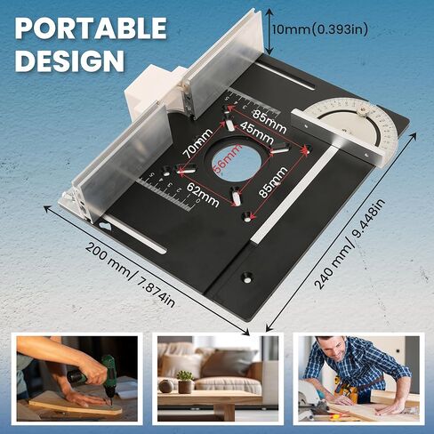 Aluminum Router Table Insert Plate | Router Flip Plate for Woodworking Benches| Miter Gauge Guide, Sliding Fence Brackets, Tenon Ruler | Versatile Trimming Engraving Table | Silver 111 in Saudi Arabia